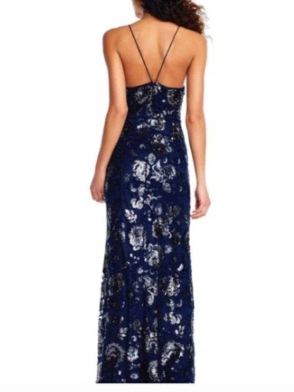 Adrianna Pappel Midnight Halter Sequin Gown Size 2 - Picture 2 of 8